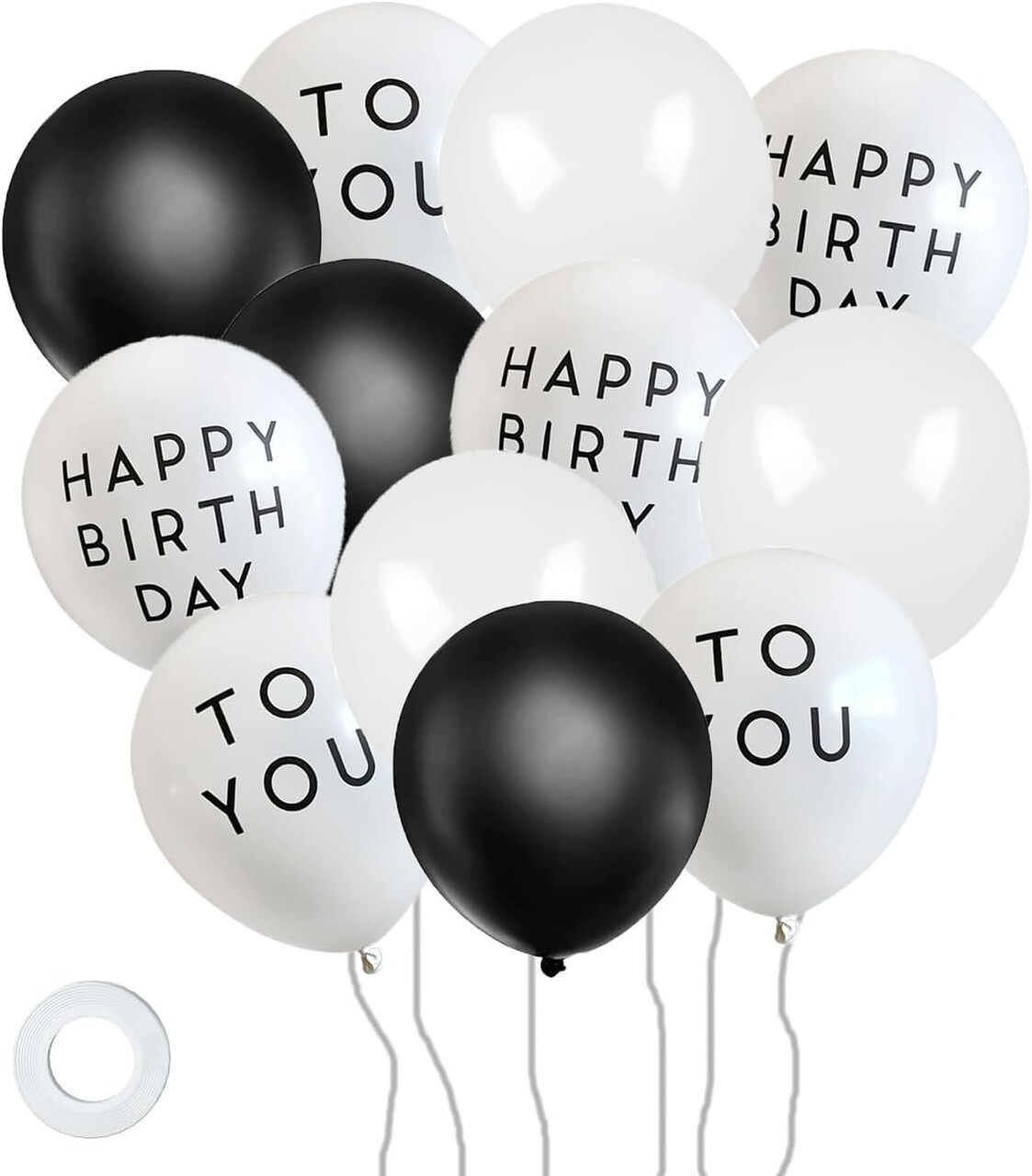 80PCS “Happy Birthday to You” Black & White Latex Balloons – 12-Inch Party Balloons for Kids’ Birthday and Celebration Decorations